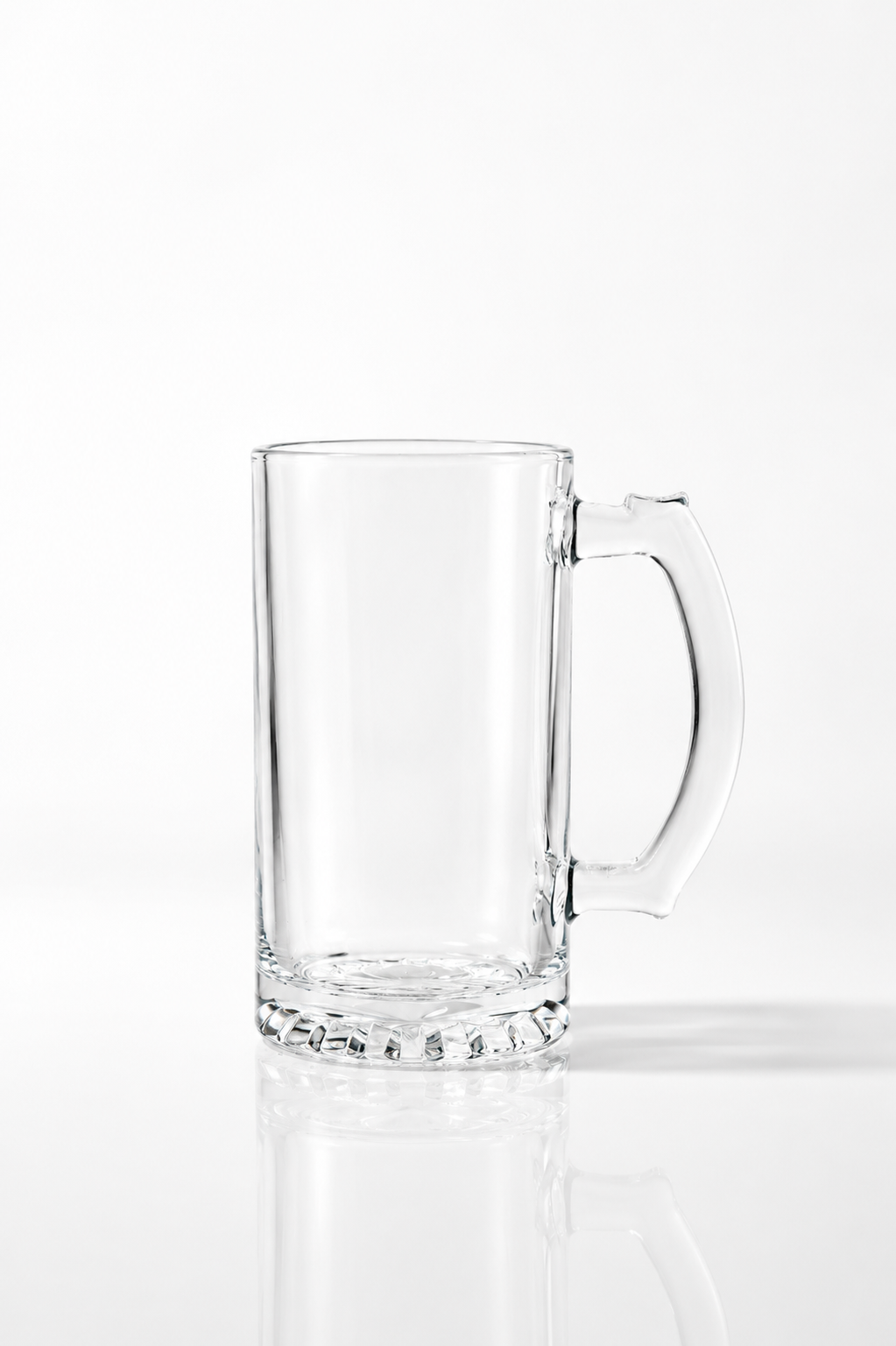 Tall Clear Glass Beer Mug with Handle